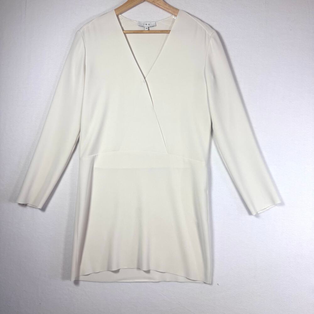 IRO Norah Dress White Long Sleeve V-Neckline Dress Size EU 36 /Small
